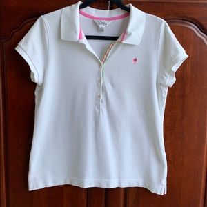 Lilly Pulitzer Whit Polo With Adorable Ribbon Trim
